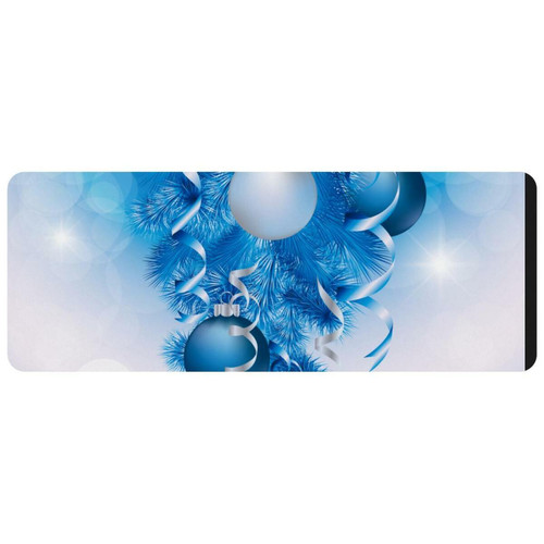 ownta - OWNTA Beautiful Blue Christmas Ball Grand tapis de bureau à motif : tapis de jeu rectangulaire étendu de 11,8 x 31,3 pouces avec fond en caoutchouc antidérapant - adapté au bureau à domicile - grand tapis de souris ownta  - Tapis de souris