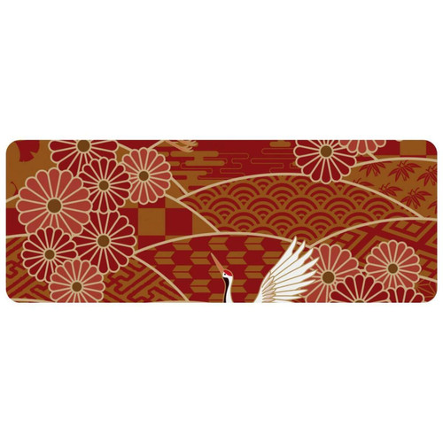 ownta - OWNTA Red-Crowned Crane Couple Grand tapis de bureau à motif : tapis de jeu rectangulaire étendu de 11,8 x 31,3 pouces avec fond en caoutchouc antidérapant - adapté au bureau à domicile - grand tapis de souris ownta  - Le meilleur de nos Marchands