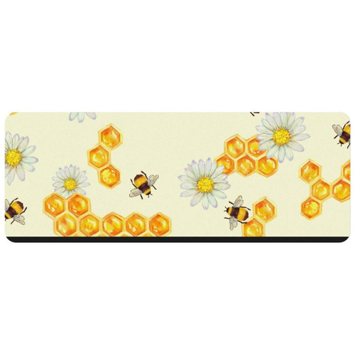 ownta - OWNTA Hand Painted Honeycomb with Bees-01 Grand tapis de bureau à motif : tapis de jeu rectangulaire étendu de 11,8 x 31,3 pouces avec fond en caoutchouc antidérapant - adapté au bureau à domicile - grand tapis de souris ownta  - Le meilleur de nos Marchands