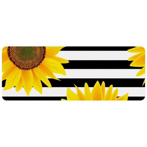 ownta - OWNTA Sunlower  Blooming Yellow Stripes Grand tapis de bureau à motif : tapis de jeu rectangulaire étendu de 11,8 x 31,3 pouces avec fond en caoutchouc antidérapant - adapté au bureau à domicile - grand tapis de souris ownta  - Périphériques, réseaux et wifi