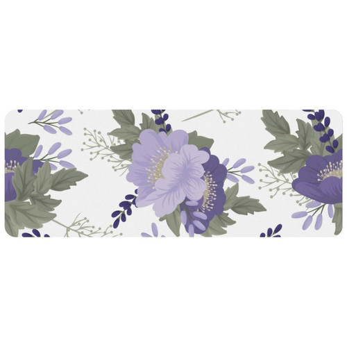 ownta - OWNTA Purple Flowers Pattern White Grand tapis de bureau à motif : tapis de jeu rectangulaire étendu de 11,8 x 31,3 pouces avec fond en caoutchouc antidérapant - adapté au bureau à domicile - grand tapis de souris ownta  - Périphériques, réseaux et wifi