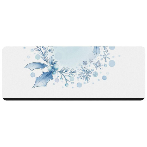 ownta - OWNTA Watercolor Blue Snowflake & Berry Grand tapis de bureau à motif : tapis de jeu rectangulaire étendu de 11,8 x 31,3 pouces avec fond en caoutchouc antidérapant - adapté au bureau à domicile - grand tapis de souris ownta  - Périphériques, réseaux et wifi