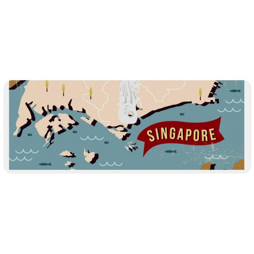 ownta - OWNTA Vintage Singapore Map Grand tapis de bureau à motif : tapis de jeu rectangulaire étendu de 11,8 x 31,3 pouces avec fond en caoutchouc antidérapant - adapté au bureau à domicile - grand tapis de souris ownta  - Le meilleur de nos Marchands
