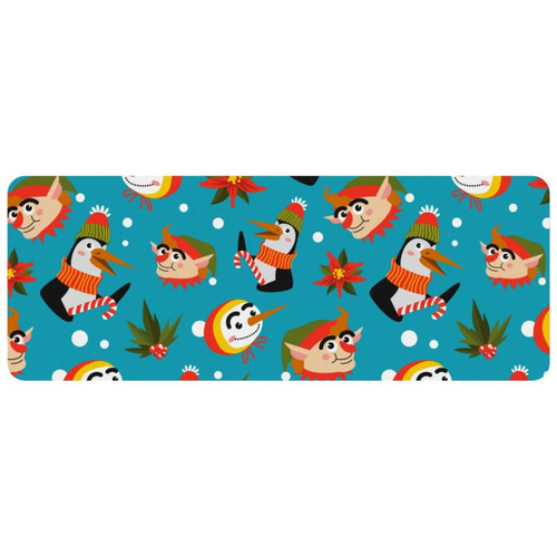 ownta - OWNTA Funny Penguin Colorful Christmas Grand tapis de bureau à motif : tapis de jeu rectangulaire étendu de 11,8 x 31,3 pouces avec fond en caoutchouc antidérapant - adapté au bureau à domicile - grand tapis de souris ownta  - Le meilleur de nos Marchands