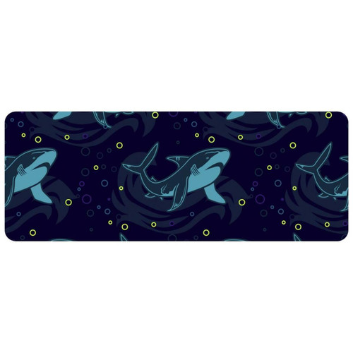 ownta - OWNTA Sharks Blue Grand tapis de bureau à motif : tapis de jeu rectangulaire étendu de 11,8 x 31,3 pouces avec fond en caoutchouc antidérapant - adapté au bureau à domicile - grand tapis de souris ownta  - Périphériques, réseaux et wifi