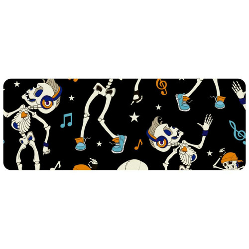 ownta - OWNTA Dancing Skeletons Halloween Grand tapis de bureau à motif : tapis de jeu rectangulaire étendu de 11,8 x 31,3 pouces avec fond en caoutchouc antidérapant - adapté au bureau à domicile - grand tapis de souris ownta  - Tapis de souris