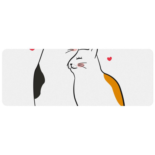 ownta - OWNTA Cute Illustration Cats Valentines Grand tapis de bureau à motif : tapis de jeu rectangulaire étendu de 11,8 x 31,3 pouces avec fond en caoutchouc antidérapant - adapté au bureau à domicile - grand tapis de souris ownta  - Nos Promotions et Ventes Flash