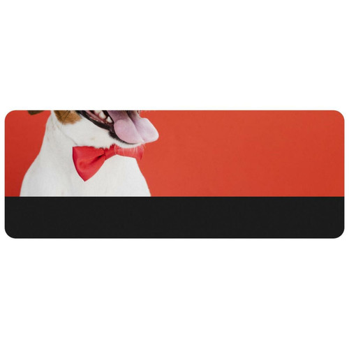 ownta - OWNTA Playful Cute Dog with Red Bow Grand tapis de bureau à motif : tapis de jeu rectangulaire étendu de 11,8 x 31,3 pouces avec fond en caoutchouc antidérapant - adapté au bureau à domicile - grand tapis de souris ownta  - Périphériques, réseaux et wifi