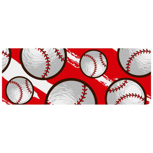 ownta - OWNTA Baseball Sport Red Grand tapis de bureau à motif : tapis de jeu rectangulaire étendu de 11,8 x 31,3 pouces avec fond en caoutchouc antidérapant - adapté au bureau à domicile - grand tapis de souris ownta  - Tapis de souris