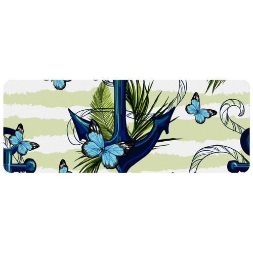 ownta - OWNTA Anchor with Butterfly Grand tapis de bureau à motif : tapis de jeu rectangulaire étendu de 11,8 x 31,3 pouces avec fond en caoutchouc antidérapant - adapté au bureau à domicile - grand tapis de souris ownta  - Tapis de souris