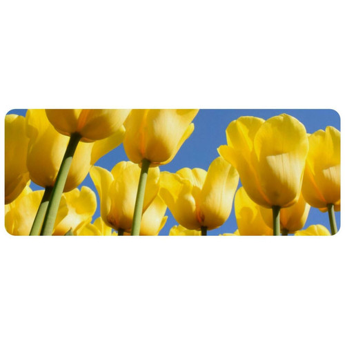 ownta - OWNTA Tulip Yellow Flower Grand tapis de bureau à motif : tapis de jeu rectangulaire étendu de 11,8 x 31,3 pouces avec fond en caoutchouc antidérapant - adapté au bureau à domicile - grand tapis de souris ownta  - Nos Promotions et Ventes Flash