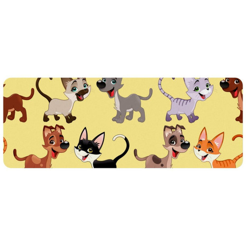ownta - OWNTA Yellow Dog Cat Grand tapis de bureau à motif : tapis de jeu rectangulaire étendu de 11,8 x 31,3 pouces avec fond en caoutchouc antidérapant - adapté au bureau à domicile - grand tapis de souris ownta  - Le meilleur de nos Marchands