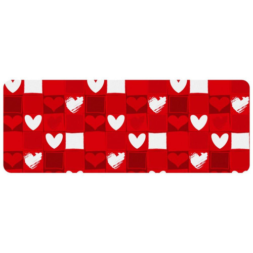 ownta - OWNTA Love Loving Heart Red Plaid Grand tapis de bureau à motif : tapis de jeu rectangulaire étendu de 11,8 x 31,3 pouces avec fond en caoutchouc antidérapant - adapté au bureau à domicile - grand tapis de souris ownta  - Nos Promotions et Ventes Flash