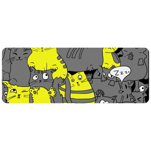 ownta - OWNTA Funny Cartoon Cat Yellow Gray Grand tapis de bureau à motif : tapis de jeu rectangulaire étendu de 11,8 x 31,3 pouces avec fond en caoutchouc antidérapant - adapté au bureau à domicile - grand tapis de souris ownta  - Périphériques, réseaux et wifi