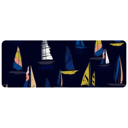 ownta - OWNTA Colorful Sailboat Navy Background Grand tapis de bureau à motif : tapis de jeu rectangulaire étendu de 11,8 x 31,3 pouces avec fond en caoutchouc antidérapant - adapté au bureau à domicile - grand tapis de souris ownta  - Périphériques, réseaux et wifi