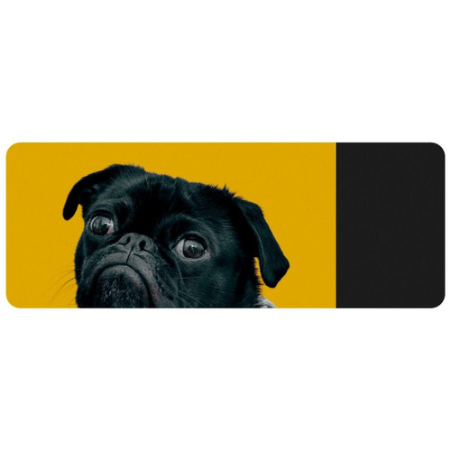 ownta - OWNTA Funny Black Pug Lazy Pet Grand tapis de bureau à motif : tapis de jeu rectangulaire étendu de 11,8 x 31,3 pouces avec fond en caoutchouc antidérapant - adapté au bureau à domicile - grand tapis de souris ownta  - Périphériques, réseaux et wifi