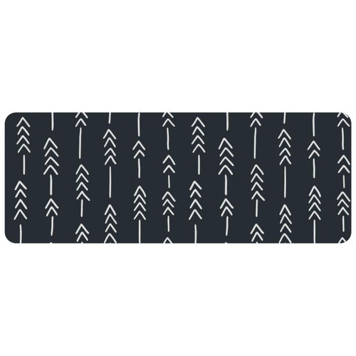 ownta - OWNTA Geometric White Arrows Pattern Grey Grand tapis de bureau à motif : tapis de jeu rectangulaire étendu de 11,8 x 31,3 pouces avec fond en caoutchouc antidérapant - adapté au bureau à domicile - grand tapis de souris ownta  - Tapis de souris