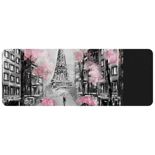ownta - OWNTA Paris Eiffel Tower Valentines Lover Grand tapis de bureau à motif : tapis de jeu rectangulaire étendu de 11,8 x 31,3 pouces avec fond en caoutchouc antidérapant - adapté au bureau à domicile - grand tapis de souris ownta  - Tapis de souris