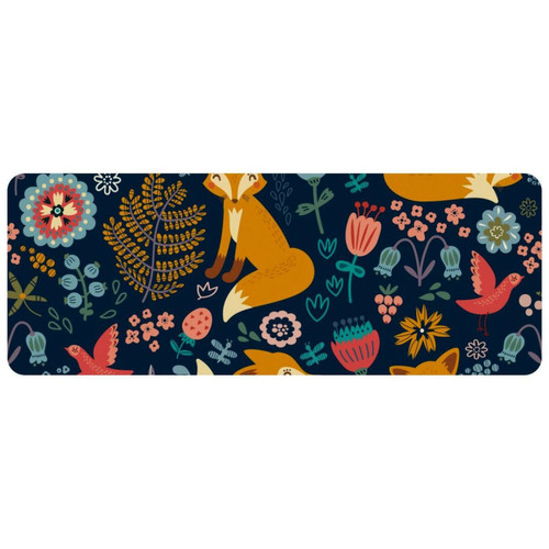 ownta - OWNTA Forest Cartoon Animal Fox Bird Flower Grand tapis de bureau à motif : tapis de jeu rectangulaire étendu de 11,8 x 31,3 pouces avec fond en caoutchouc antidérapant - adapté au bureau à domicile - grand tapis de souris ownta  - Le meilleur de nos Marchands