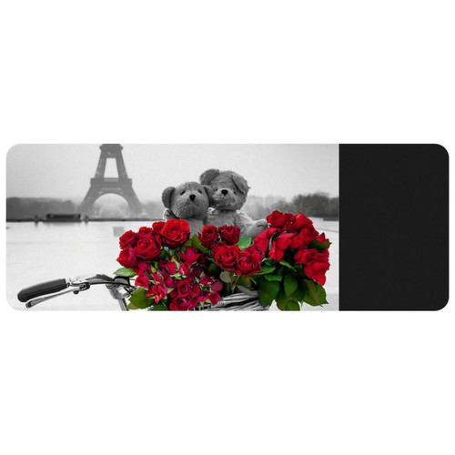 ownta - OWNTA Paris Eiffel Tower with Bike Rose Grand tapis de bureau à motif : tapis de jeu rectangulaire étendu de 11,8 x 31,3 pouces avec fond en caoutchouc antidérapant - adapté au bureau à domicile - grand tapis de souris ownta  - Le meilleur de nos Marchands