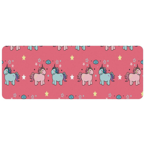 ownta - OWNTA Pink Blue Unicorns Star Pink Background Grand tapis de bureau à motif : tapis de jeu rectangulaire étendu de 11,8 x 31,3 pouces avec fond en caoutchouc antidérapant - adapté au bureau à domicile - grand tapis de souris ownta  - Le meilleur de nos Marchands