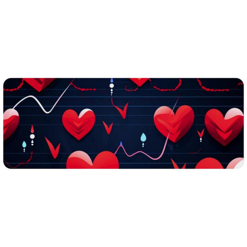 ownta - OWNTA Valentine's Day Heart EKG Grand tapis de bureau à motif : tapis de jeu rectangulaire étendu de 11,8 x 31,3 pouces avec fond en caoutchouc antidérapant - adapté au bureau à domicile - grand tapis de souris ownta  - Le meilleur de nos Marchands
