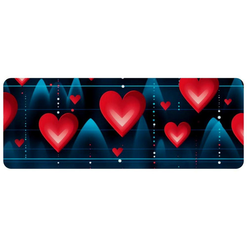 ownta - OWNTA Valentine's Day Heart EKG Grand tapis de bureau à motif : tapis de jeu rectangulaire étendu de 11,8 x 31,3 pouces avec fond en caoutchouc antidérapant - adapté au bureau à domicile - grand tapis de souris ownta  - Le meilleur de nos Marchands