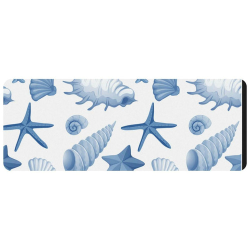 ownta - OWNTA Blue Seashells Conch Grand tapis de bureau à motif : tapis de jeu rectangulaire étendu de 11,8 x 31,3 pouces avec fond en caoutchouc antidérapant - adapté au bureau à domicile - grand tapis de souris ownta  - Périphériques, réseaux et wifi
