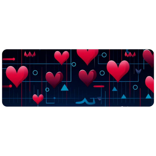 ownta - OWNTA Valentine's Day Heart EKG Grand tapis de bureau à motif : tapis de jeu rectangulaire étendu de 11,8 x 31,3 pouces avec fond en caoutchouc antidérapant - adapté au bureau à domicile - grand tapis de souris ownta - Tapis de souris Souple