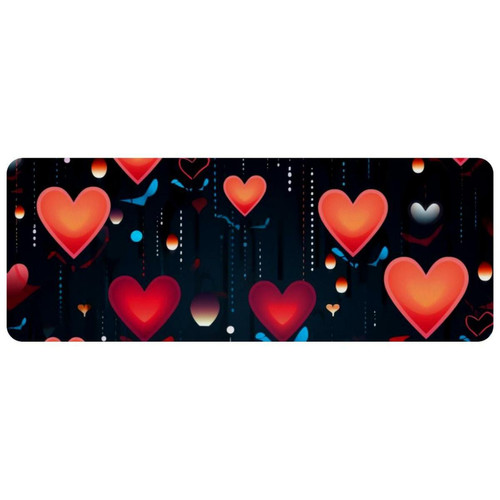 ownta - OWNTA Valentine's Day Heart EKG Grand tapis de bureau à motif : tapis de jeu rectangulaire étendu de 11,8 x 31,3 pouces avec fond en caoutchouc antidérapant - adapté au bureau à domicile - grand tapis de souris ownta  - Tapis de souris