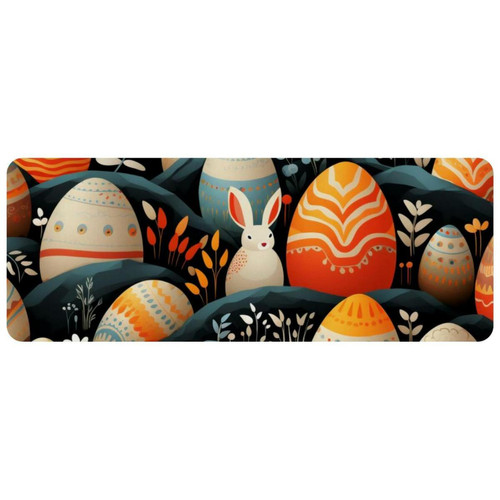ownta - OWNTA Easter Rabbit Grand tapis de bureau à motif : tapis de jeu rectangulaire étendu de 11,8 x 31,3 pouces avec fond en caoutchouc antidérapant - adapté au bureau à domicile - grand tapis de souris ownta  - Tapis de souris