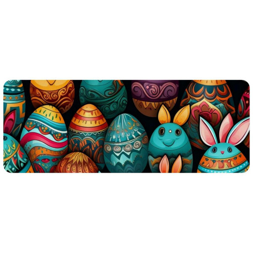 ownta - OWNTA Easter Rabbit Grand tapis de bureau à motif : tapis de jeu rectangulaire étendu de 11,8 x 31,3 pouces avec fond en caoutchouc antidérapant - adapté au bureau à domicile - grand tapis de souris ownta  - Tapis de souris