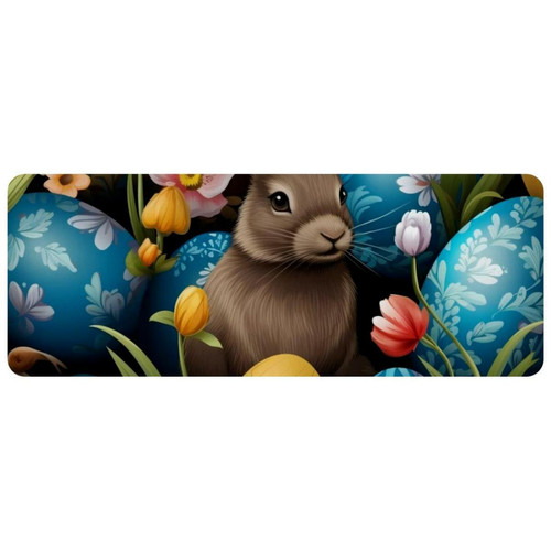 ownta - OWNTA Easter Rabbit Grand tapis de bureau à motif : tapis de jeu rectangulaire étendu de 11,8 x 31,3 pouces avec fond en caoutchouc antidérapant - adapté au bureau à domicile - grand tapis de souris ownta  - Le meilleur de nos Marchands