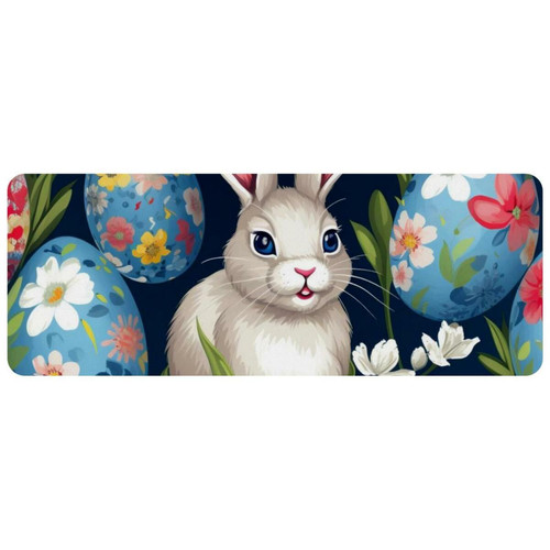 ownta - OWNTA Easter Rabbit Grand tapis de bureau à motif : tapis de jeu rectangulaire étendu de 11,8 x 31,3 pouces avec fond en caoutchouc antidérapant - adapté au bureau à domicile - grand tapis de souris ownta  - Le meilleur de nos Marchands