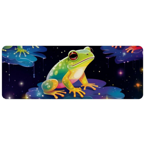 ownta - OWNTA Frog under the Stars Grand tapis de bureau à motif : tapis de jeu rectangulaire étendu de 11,8 x 31,3 pouces avec fond en caoutchouc antidérapant - adapté au bureau à domicile - grand tapis de souris ownta  - Nos Promotions et Ventes Flash