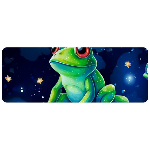 ownta - OWNTA Frog under the Stars Grand tapis de bureau à motif : tapis de jeu rectangulaire étendu de 11,8 x 31,3 pouces avec fond en caoutchouc antidérapant - adapté au bureau à domicile - grand tapis de souris ownta  - Le meilleur de nos Marchands