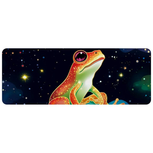 ownta - OWNTA Frog under the Stars Grand tapis de bureau à motif : tapis de jeu rectangulaire étendu de 11,8 x 31,3 pouces avec fond en caoutchouc antidérapant - adapté au bureau à domicile - grand tapis de souris ownta  - Nos Promotions et Ventes Flash