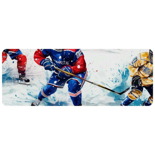 ownta - OWNTA Ice Hockey Grand tapis de bureau à motif : tapis de jeu rectangulaire étendu de 11,8 x 31,3 pouces avec fond en caoutchouc antidérapant - adapté au bureau à domicile - grand tapis de souris ownta  - Tapis de souris