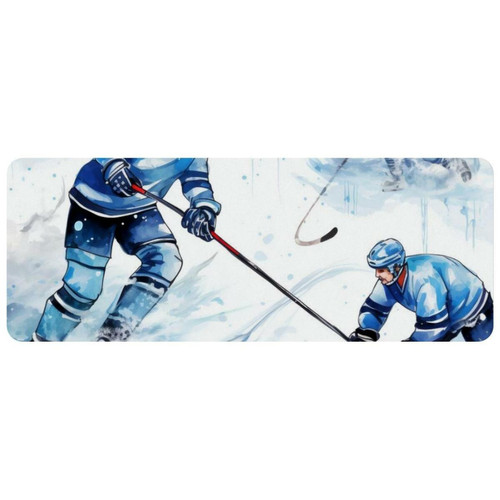 ownta - OWNTA Ice Hockey Grand tapis de bureau à motif : tapis de jeu rectangulaire étendu de 11,8 x 31,3 pouces avec fond en caoutchouc antidérapant - adapté au bureau à domicile - grand tapis de souris ownta  - Tapis de souris
