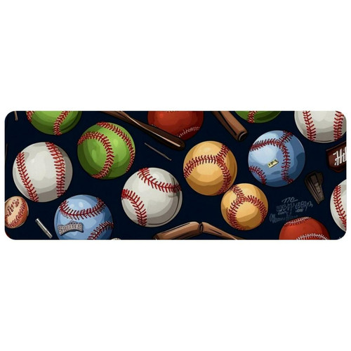 ownta - OWNTA Baseball Grand tapis de bureau à motif : tapis de jeu rectangulaire étendu de 11,8 x 31,3 pouces avec fond en caoutchouc antidérapant - adapté au bureau à domicile - grand tapis de souris ownta  - Nos Promotions et Ventes Flash