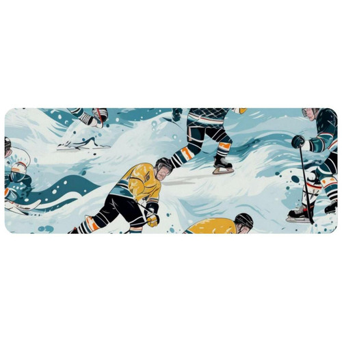 ownta - OWNTA Ice Hockey Grand tapis de bureau à motif : tapis de jeu rectangulaire étendu de 11,8 x 31,3 pouces avec fond en caoutchouc antidérapant - adapté au bureau à domicile - grand tapis de souris ownta  - Nos Promotions et Ventes Flash