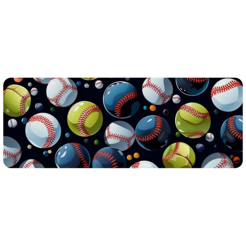 ownta - OWNTA Baseball Grand tapis de bureau à motif : tapis de jeu rectangulaire étendu de 11,8 x 31,3 pouces avec fond en caoutchouc antidérapant - adapté au bureau à domicile - grand tapis de souris ownta  - Le meilleur de nos Marchands