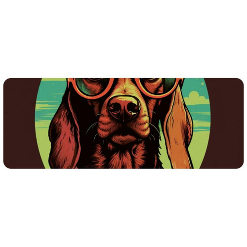 ownta - OWNTA Retro Style Dog Grand tapis de bureau à motif : tapis de jeu rectangulaire étendu de 11,8 x 31,3 pouces avec fond en caoutchouc antidérapant - adapté au bureau à domicile - grand tapis de souris ownta  - Tapis de souris