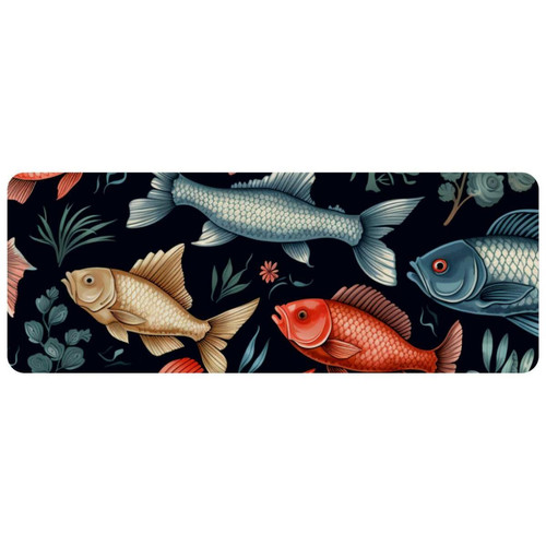 ownta - OWNTA Fish Grand tapis de bureau à motif : tapis de jeu rectangulaire étendu de 11,8 x 31,3 pouces avec fond en caoutchouc antidérapant - adapté au bureau à domicile - grand tapis de souris ownta  - Périphériques, réseaux et wifi