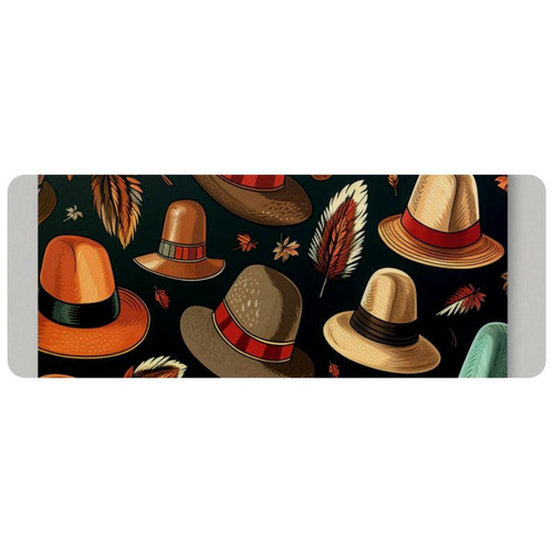 ownta - OWNTA Thanksgiving Hat Grand tapis de bureau à motif : tapis de jeu rectangulaire étendu de 11,8 x 31,3 pouces avec fond en caoutchouc antidérapant - adapté au bureau à domicile - grand tapis de souris ownta - Tapis de souris