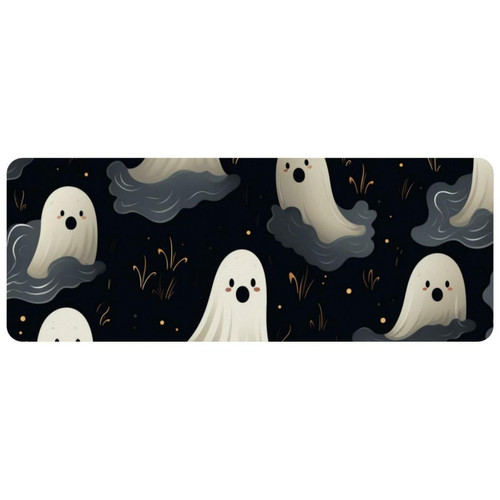 Tapis de souris ownta OWNTA Halloween Ghost Grand tapis de bureau à motif : tapis de jeu rectangulaire étendu de 11,8 x 31,3 pouces avec fond en caoutchouc antidérapant - adapté au bureau à domicile - grand tapis de souris