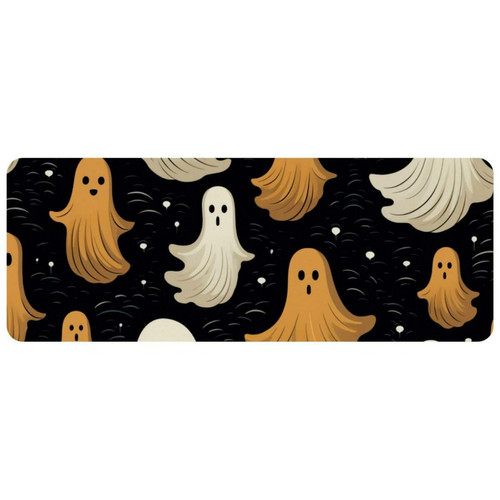 Tapis de souris ownta OWNTA Halloween Ghost Grand tapis de bureau à motif : tapis de jeu rectangulaire étendu de 11,8 x 31,3 pouces avec fond en caoutchouc antidérapant - adapté au bureau à domicile - grand tapis de souris