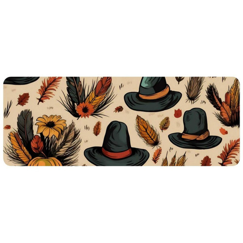 ownta - OWNTA Thanksgiving Hat Grand tapis de bureau à motif : tapis de jeu rectangulaire étendu de 11,8 x 31,3 pouces avec fond en caoutchouc antidérapant - adapté au bureau à domicile - grand tapis de souris ownta - Tapis de souris
