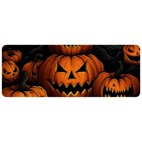 ownta - OWNTA Halloween Pumpkin Lantern Grand tapis de bureau à motif : tapis de jeu rectangulaire étendu de 11,8 x 31,3 pouces avec fond en caoutchouc antidérapant - adapté au bureau à domicile - grand tapis de souris ownta  - Tapis de souris
