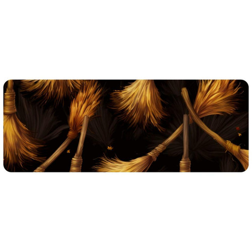 ownta - OWNTA Halloween Broom Grand tapis de bureau à motif : tapis de jeu rectangulaire étendu de 11,8 x 31,3 pouces avec fond en caoutchouc antidérapant - adapté au bureau à domicile - grand tapis de souris ownta  - Tapis de souris gamer Tapis de souris